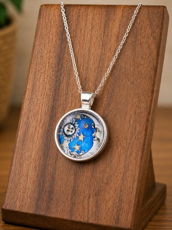 Boutique Jewelry - Crescent Moon & Sun Necklace | Celestial Pendant